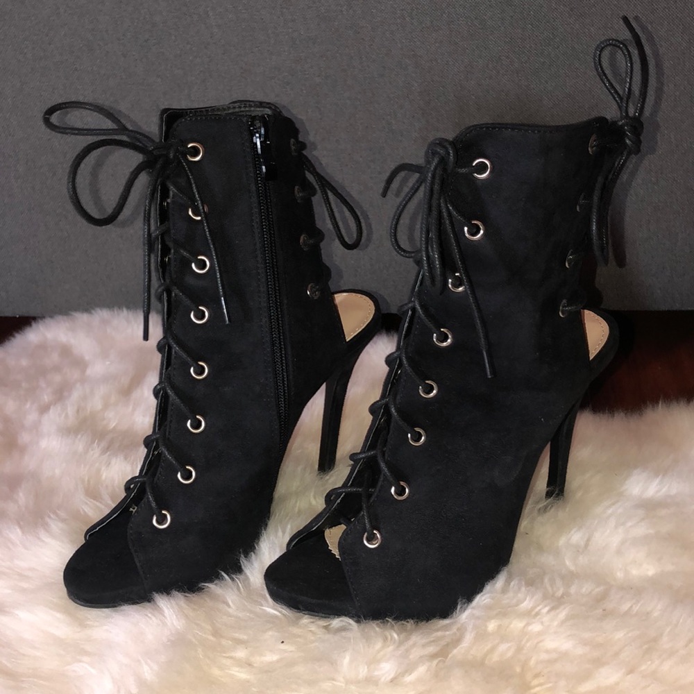 Black lace up heels